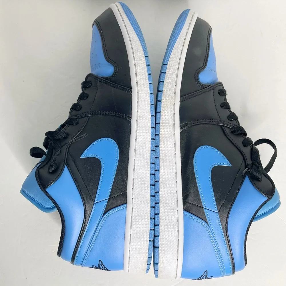 Nike Air Jordan 1 Low Shoes Black University Blue 553558-041 Men's Size 14